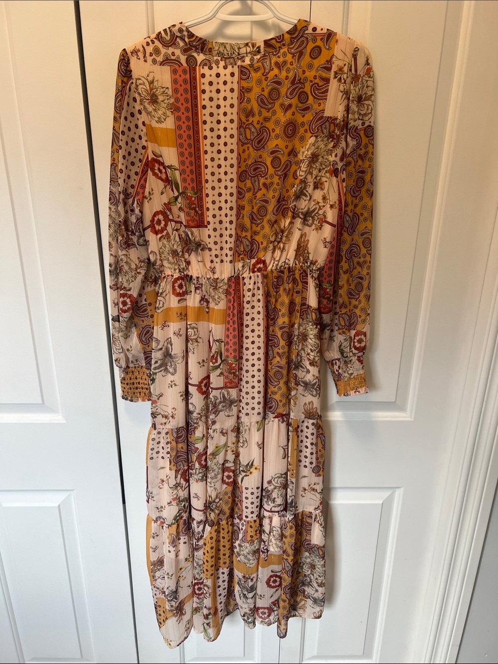 Ricki’s Patchwork Mixed Print V-Neck Maxi Dress - Picture 2 of 2